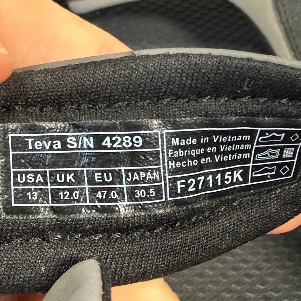 Teva Sandals Katavi Mens 13‎ Black Adjustable Straps Hiking Outdoor Sporty Shoes